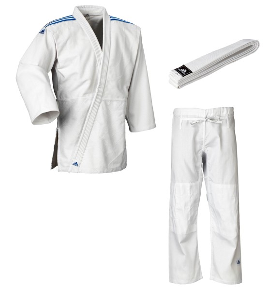 adidas Judo-Anzug &quot;Club&quot; weiß/blaue Streifen, J350