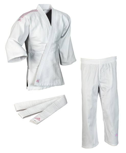 adidas Judo-Anzug &quot;Club&quot; weiß/pinke Streifen, J350