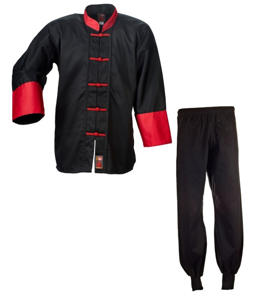 Kung Fu Anzug cotton schwarz/rot