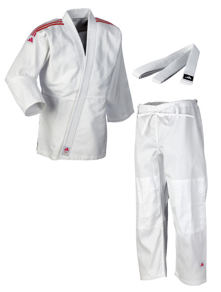 adidas Judo-Anzug &quot;Club&quot; weiß/rote Streifen, J350